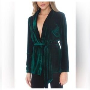 Charlie Holiday Women's Deep Green Velvet Blazer